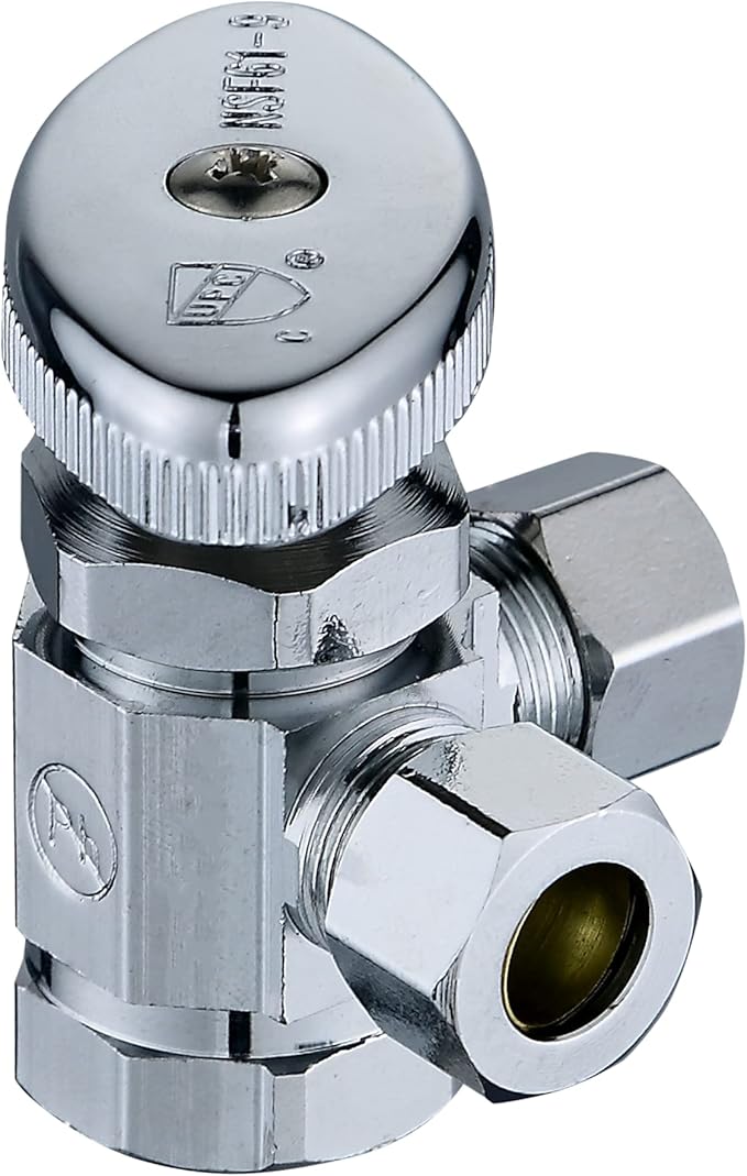 (2-Pack) Cyrret Angle Stop Valve 3-Way 1/2" FIP x 3/8" Compression x 3/8"Compression Multi-turn Dual Outlet Angle Stop Water Faucet Toilet Shut off Valve