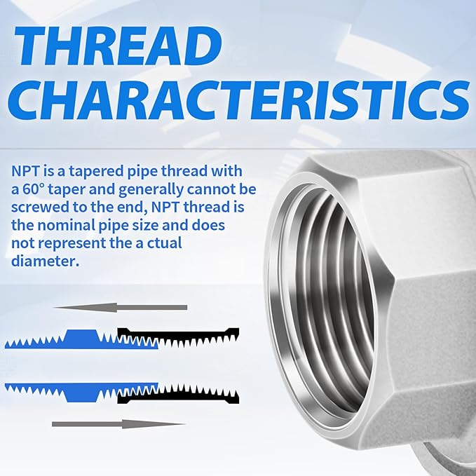ChillWaves 304 Stainless Steel Cast Pipe Fitting, Union，1/2" NPT Female，Thread Adapter(4-PACK)
