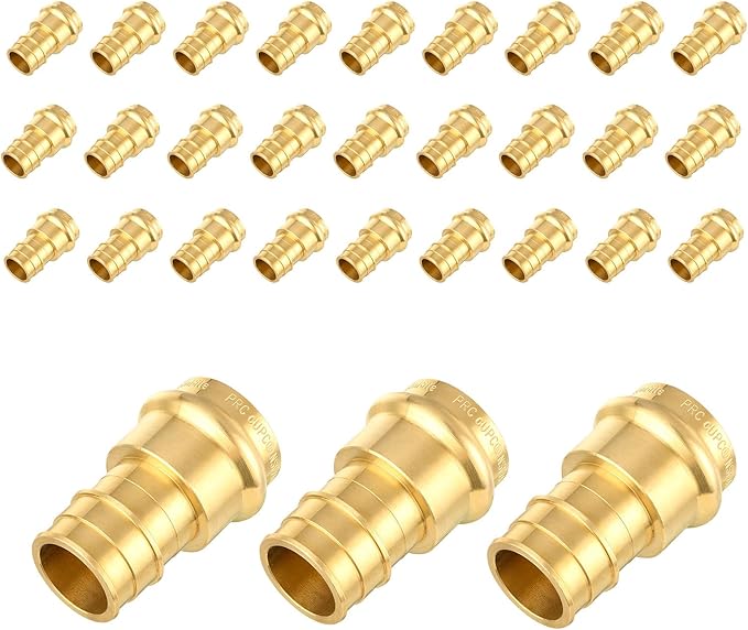 30-Pack HeSun Copper Press Fitting Adapter, 1/2" PRESS X 3/4" PEX-A Expansion F1960 Coupling, LF Brass