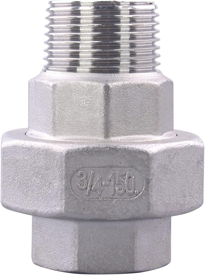 Cast Pipe Fittings Union - 3/4" NPT Female x 3/4" NPT Male Stainless Steel 304 Fitting,Class 150