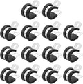 uxcell 5/8"(16mm) Cable Clamp, 304 Stainless Steel Rubber Cushioned Insulated Clamp R Shape Metal Clamp Tube Holder for Pipe Hose Wire Cord Installation 14Pcs