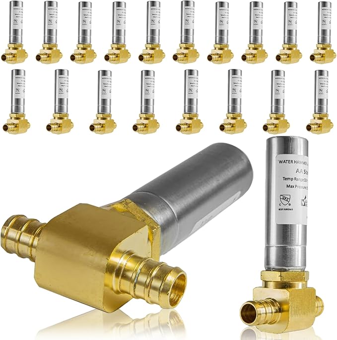 Water Hammer Arrestor,1/2Inch Tee Stainless Steel Water Arrestor,Pex Crimp Connection(20PACK,Stainless Steel Arrestor)(HAMMER011-20Pack)