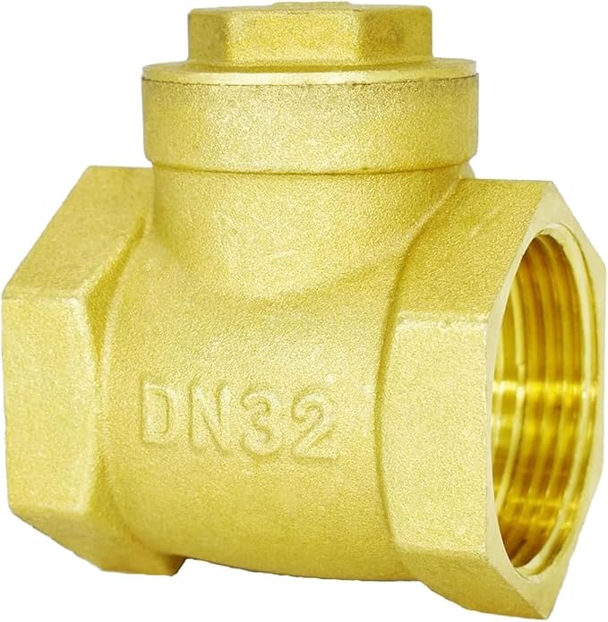 NPT Check Valve, 1-1/4" Female Horizontal Brass Check Valve for Water Backflow Prevention, Suitable for Sewage Pumps and Air Compressors, DN32