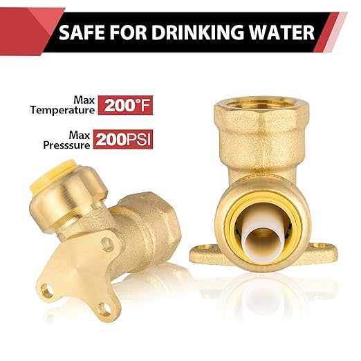 10-Pack EFIELD 3/4" Push Fit x 3/4" Female NPT Drop-Ear Elbows with 1 Disconnection Tool Clip
