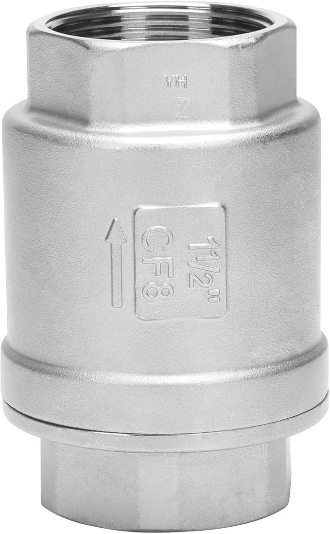 1-1/2 Inch Vertical Check Valve SUS304 Spring Loaded Check Valve in-line Low Cracking Pressure CF8M WOG 1000