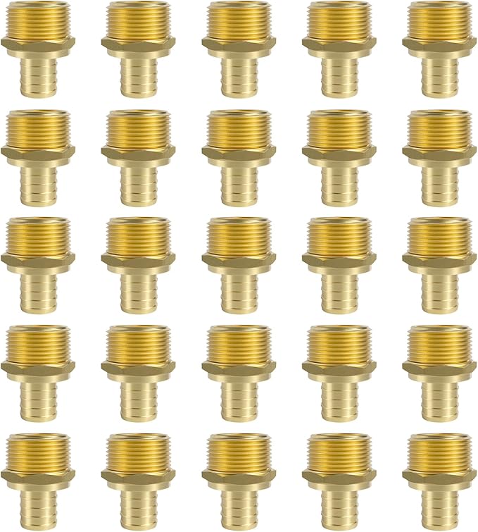 SUNGATOR 25-Pack 1" Pex Male Adapter, No Lead Brass, Pex Fittings 1 Inch
