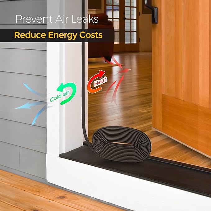 Weather Stripping Door Seal Strip - Soundproof Q-Shaped Foam for Exterior Door Frame, Large Gap Seal, Noise Cancelling, Easy to Install (Brown, 26FT)