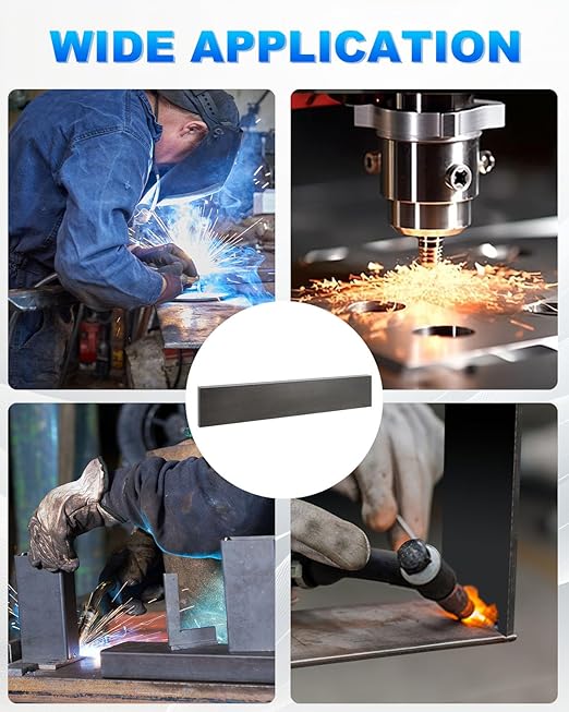 Rocaris 2 Pcs 2 x 1/4 x 12 Inch A36 Hot Rolled Steel Base Plate, Steel Flat Bar Metal Stock for Construction Boards, Structure Support, Weldable Square and Industrial