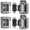 ELEGRP Outdoor GFCI Outlet with in Use Cover and Box Kit, 1 Gang, 20 Amp TRWR Self-Test GFI Receptacle, Extra Duty Metallic Electrical Outlet Box, Lockable in Use Cover, UL Listed, Black, 2 Pack