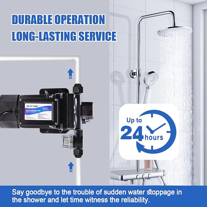 DC HOUSE Brushless 110V Water Pressure Transfer Pump 6.0 GPM 55 PSI Self Priming On Demand Electric Water Diaphragm Pump 110 Volt AC for Home Garden Irrigation Rain Barrel Pool