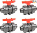 ChillWaves PVC Union Full Port Ball Valve，1/2"(DN15) True Union Ball Valve，ASTM EPDM O-ring，PTFE Seats，Suitable for Water Supply System，1/2" Slip Socket(4-PACK)