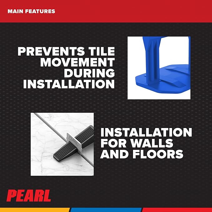 PEARL ABRASIVE CO. Leveling System Box of 500, Blue, 3/16"