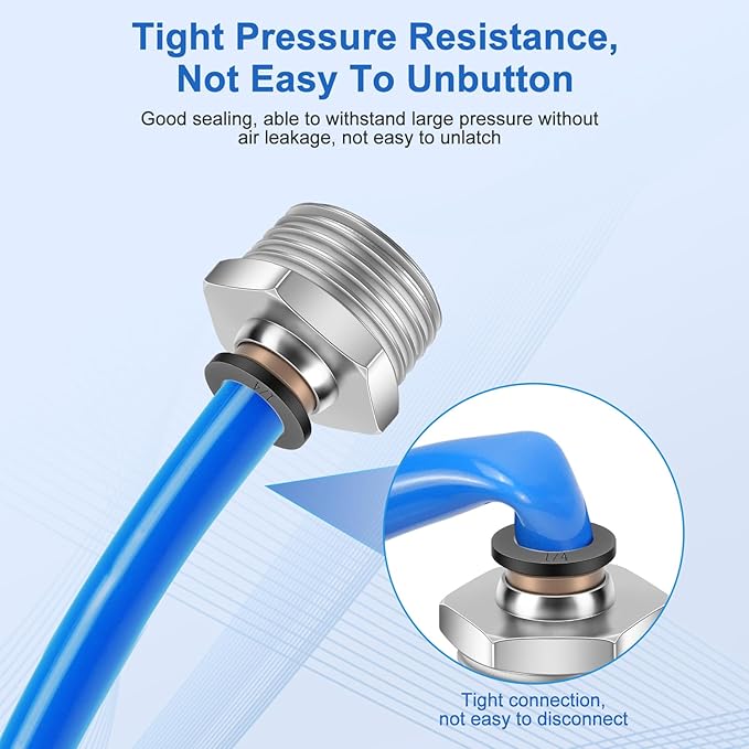 10 Pcs Push-to-Connect Fittings 1/4 Inch Tube OD x 1/2 Inch NPT Thread Pneumatic Male Straight Quick Connect Air line fittings