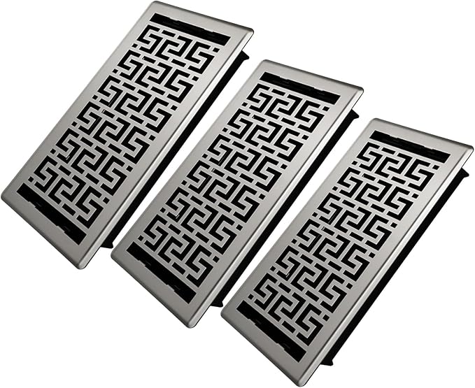 Floor Registers 6x14 Inches - 3 Pack Heavy Duty Walkable Steel Floor Vents Ease Adjust Air Flow Direction Vent Covers for Home Floor Satin Nickel Floor Vent Covers