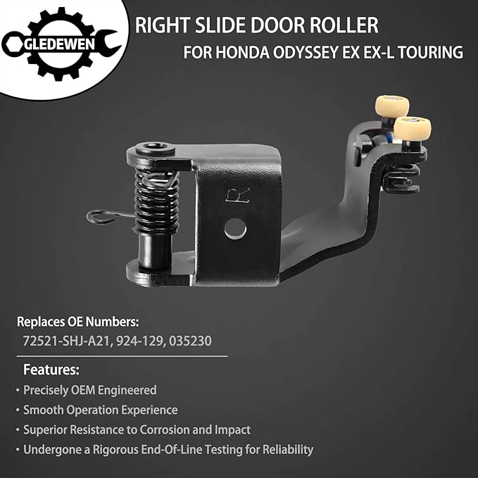 Right Slide Door Roller Assembly Passenger Side Upper Center Male Roller | for 2005-2010 Honda Odyssey EX, EX-L, Touring model | Replaces# 72521-SHJ-A21, 72521SHJA21, 924-129