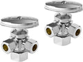 (Pack of 2) EFIELD Dual Compression Outlet Angle Stop Valve, Multi-Turn, 1/2" NOM (5/8" ODx3/8"x 3/8") Chrome,(VALVE060-2PCS)
