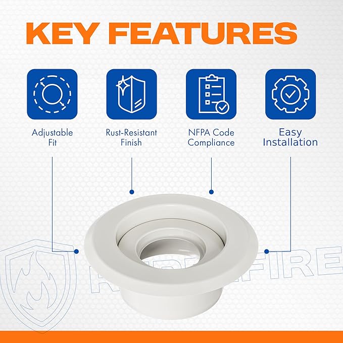 Recessed Fire Sprinkler Escutcheon 3/4 in. IPS - 2 Piece in White - Depth Adjustment Range up to 3/4 in. for Fire Sprinkler Trim
