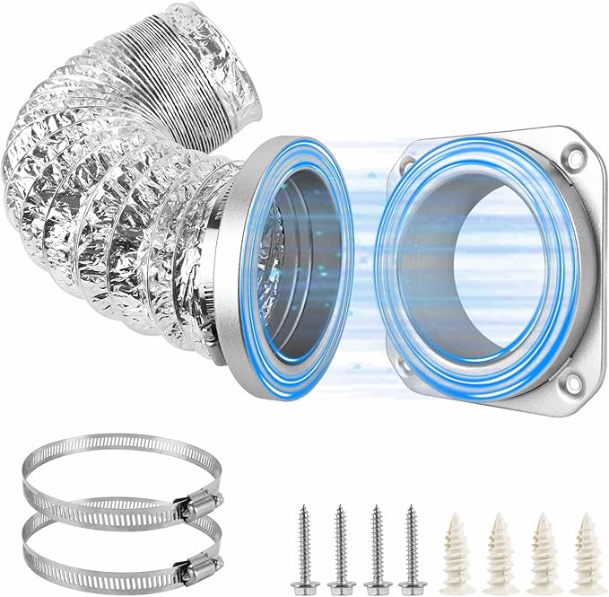 Magnetic Dryer Vent Coupling DV180 Airtight Seal Dryer Vent Connector Kit Easy to Clean Dryer Vent Hose Quick Connect Magnetic Dryer Vent Coupler Include 4"x3.3ft Aluminum Foil Duct & 2 Clamps