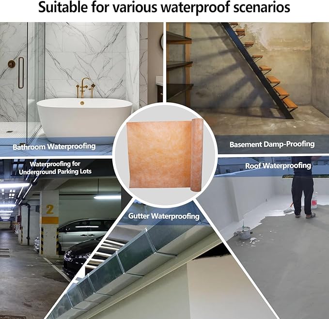 3.3 FT x 98.5 FT Waterproof Membrane for Shower, 23.6 mils Thick Underlayment Waterproof Polyethylene 323 sq ft, Walls Tile Underlayment Fabric for Sauna Bathroom, Bathroom