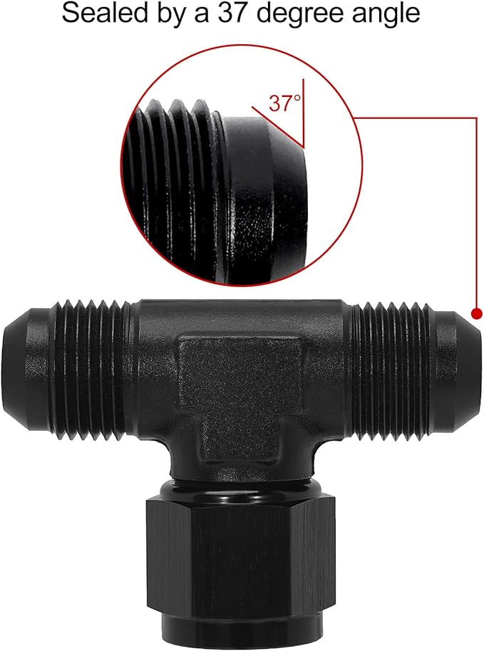 EVIL ENERGY 8AN Male Tee Fitting Adaptor with AN8 Female Swivel on Side Black