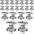 (Pack of 20) Seelink Multi-Turn Dual Outlet Angle Stop Valve, 1/2" NOM (5/8" OD) Inlet x 3/8" OD Outlet x 3/8" OD Outlet, Chrome Plated Brass