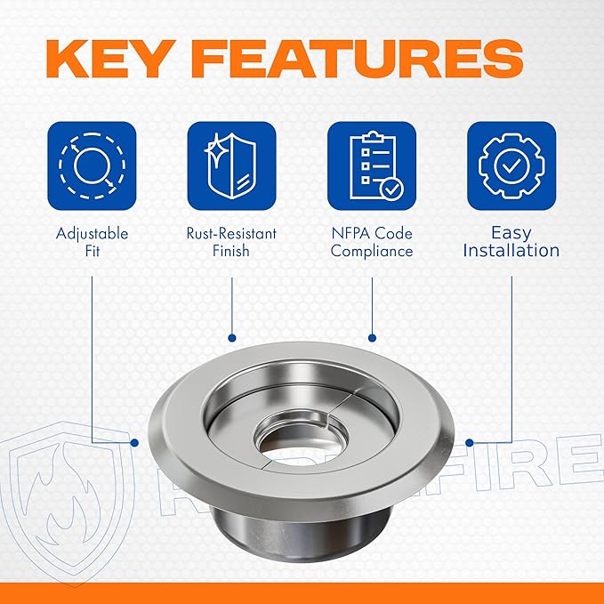 Retrofit Recessed Fire Sprinkler Escutcheon 1/2 in. IPS - Split 3 Piece in Chrome Plated - Depth Adjustment Range up to 3/4 in. for Fire Sprinkler Trim