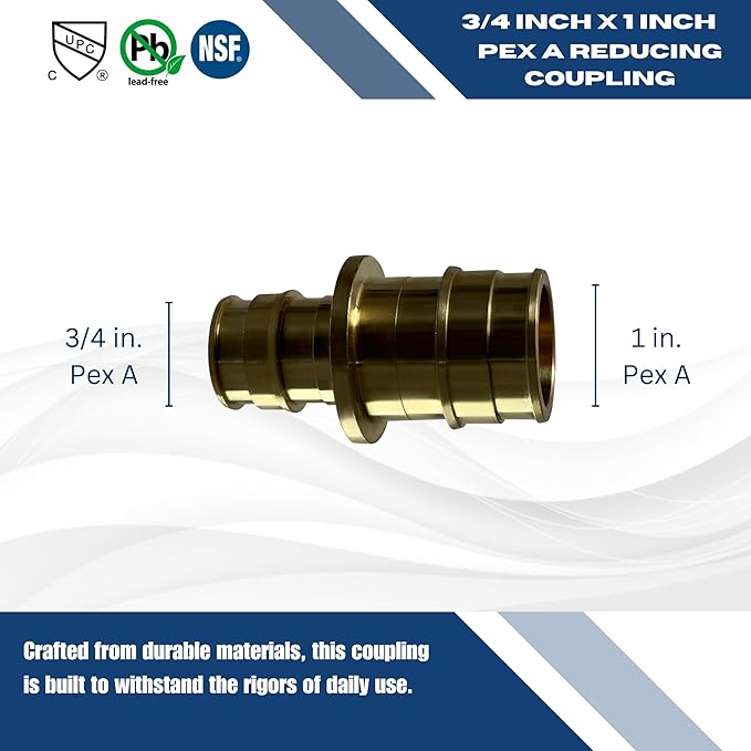 XFITTING Pex A 1 Inch x 3/4 Inch Pex A Reducing Coupling, 29-5-6=5XX, 5 Pieces