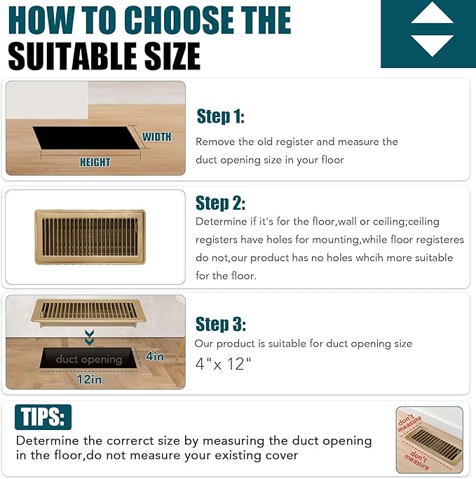VOISEN Floor Register 4x12, 6 Pack Floor Vent Covers, Steel Adjustable Air Supply Grille Register Vent Cover Grill for Sidewall and Floor, Vent Covers for Home Floor,Brown