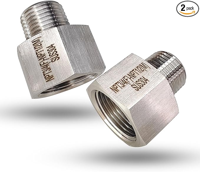 Reducer Adapter Fitting, 3/4" NPT Female x 1/2" NPT Male Reducing Pipe Connector 304 Stainless Steel Reducer Adapters Pipe Fittings (3/4" Female x 1/2" Male)