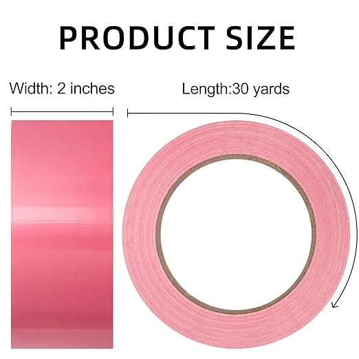 ROSEUP 2 Pack Duct Tape Heavy Duty,7.5 Mil Thickness,2 Inches x 30 Yards,Flexible,No Residue,Waterproof and Tear by Hand,Multi-Use for Indoor & Outdoor, Pink