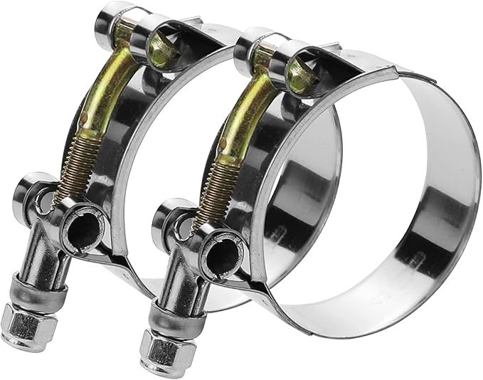 2 Pack 3.5" T-Bolt Hose Clamps, 304 Stainless Steel Turbo Intake Clamp, Working Range 3.74"-4.06"(95-103mm) for 3.5" I.D. Hose with 5mm Wall Thickness.(Measure your hose O.D. before buying)