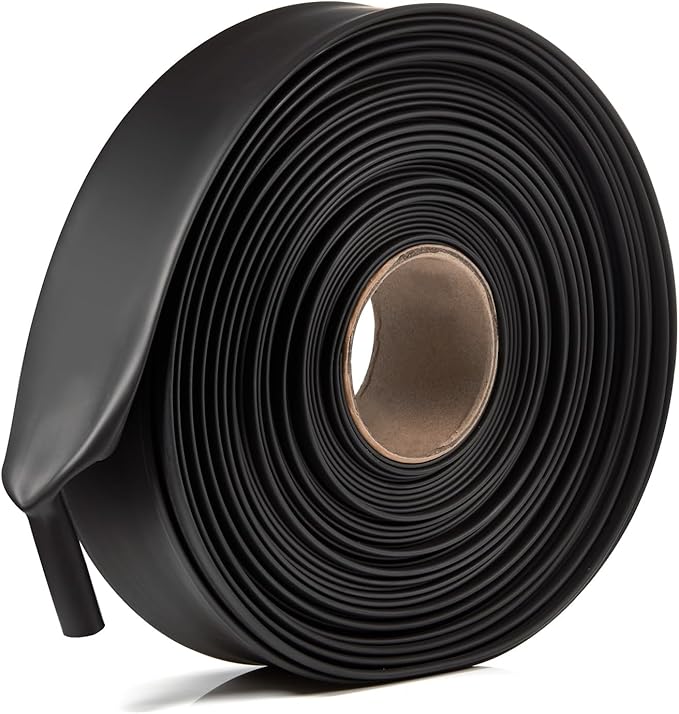 Chanzon 1-1/2 inch (39mm) Black Heat Shrink Tubing - 3:1 Ratio, Marine Grade Waterproof, Dual Wall Adhesive Lined, 80ft Roll 1pcs