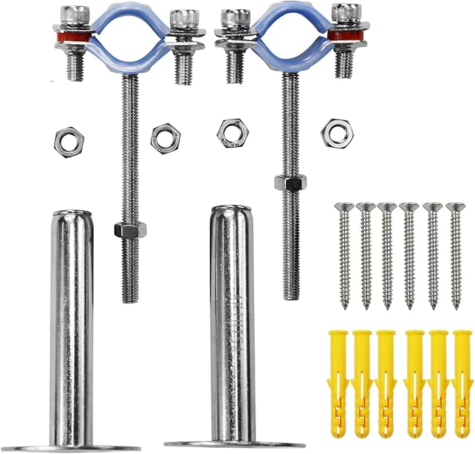 AKIHISA 2 Pcs 304 Stainless Steel Pipe Supports, Wall Mount Ceiling Mount Pipe Hanger, Pipe Holder for OD Pipe 102-108MM Adjustable Height Range 100-200mm