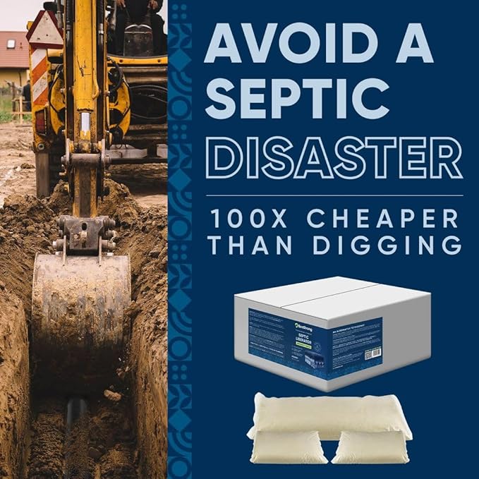 EcoStrong Septic Tank Shock Treatment | Bio Enzyme Septic Safe |Clears Leach & Drain Fields, Dissolves Organic Solids, Grease, Hair - Drain Deodorizer | Contains 3 Dissolvable Packs
