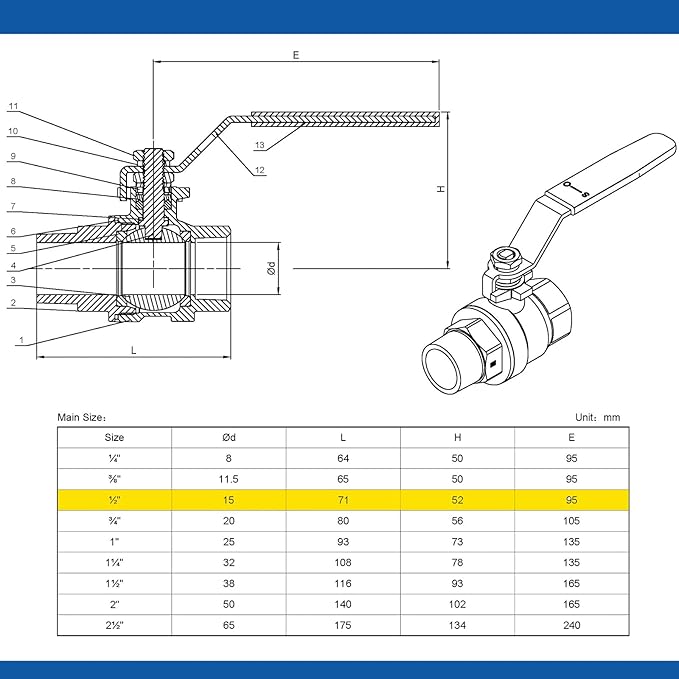 1/2" 316 Stainless Steel Ball Valve Female to Male, 2-Piece Full Port NPT Threaded, 1000 WOG, High Pressure Corrosion Resistant Shut Off Valve for Water/Oil/Gas, Industrial Plumbing Valve (2-Pack)