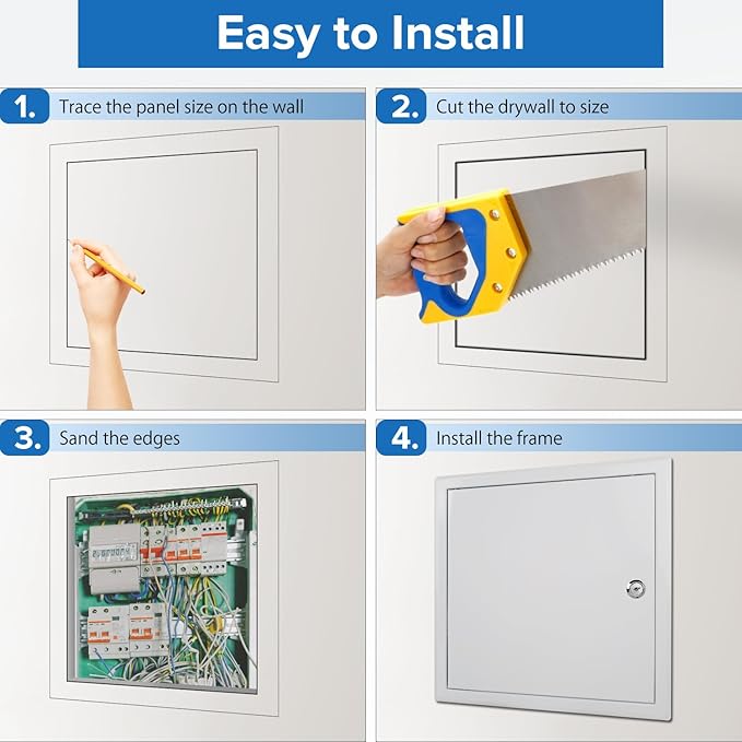 Donext Access Panel for Drywall/Ceiling, Wall Hole Cover with Lock and Keys, 12"x12" Metal Access Door, Concealed Service Door for Electrical and Plumbing