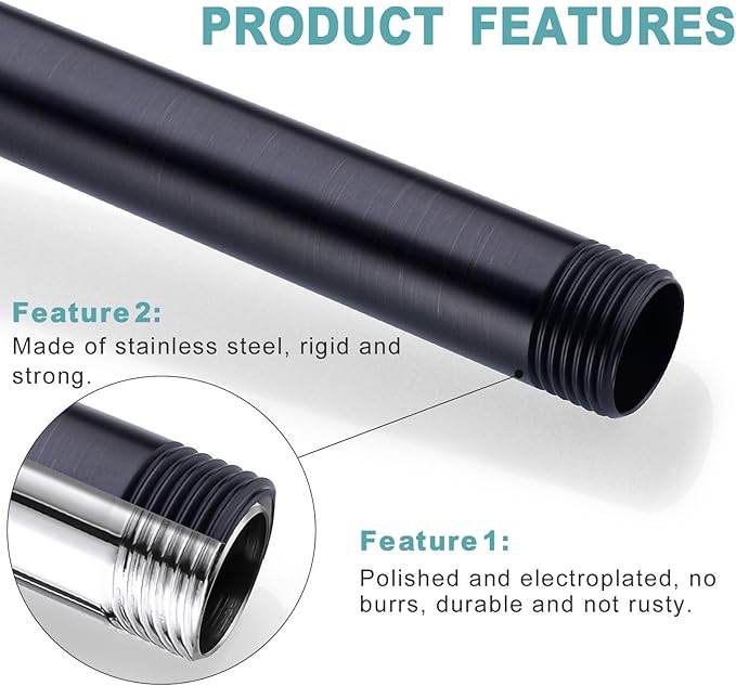 BESTILL 8 Inch Ceiling Mount Rain Shower Head Arm and Flange, Oil Rubbed Bronze