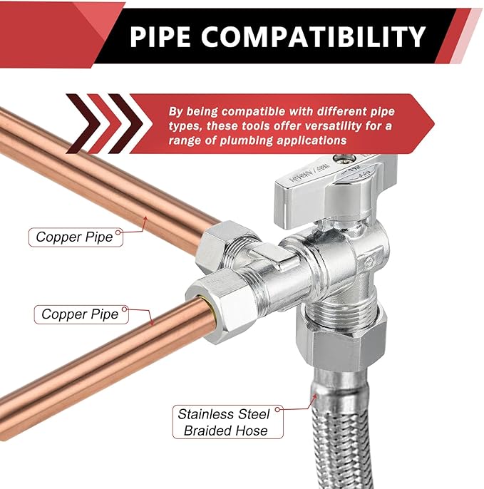(Pack of 2) EFIELD 1/4 Turn Dual Compression Outlet Angle Stop Valve,1/2" NOM (5/8" OD) x (3/8 inch x 3/8 inch), Chrome Plated Brass Made,(VALVE206)