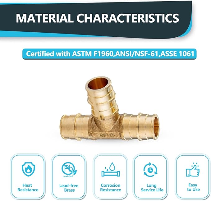 (20-Pack) Seelink 3/4" x 3/4" x 3/4" PEX-A Tee Expansion Fittings, for PEX Tubing Pipe Hose Fittings, ASTM F1960(PEX1960043-20Pack)
