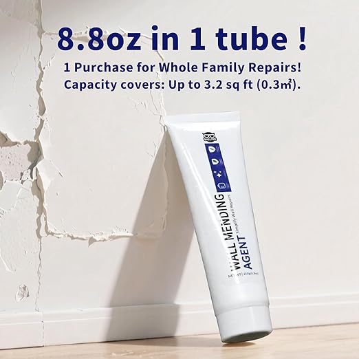 Drywall Repair Kit - 250g Wall Mending Agent, Drywall Putty, Spackling for Holes, Cracks & Stains, DIY Quick Solution for Walls and Ceilings, Formaldehyde-Free, White (8.8oz)