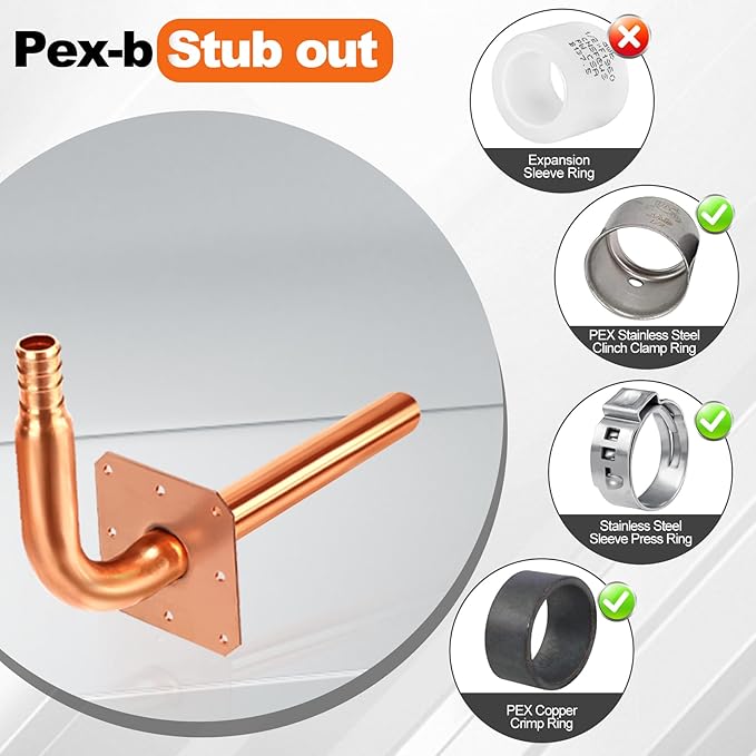 10 Packs Copper Pex Stub Out 1/2 inch,Stub Out PEXB and PEXC With Wall Flanges,Pex Fittings Elbow Copper Pipe Lead-Free,1/2" X 6" Plumbing Flange,Copper Pipe Flange