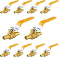 10-Pack Foskan 3/4 Inch PEX Crimp Full Port Ball Valve with Yellow Handle, Brass Quarter Turn Shut-off Valve for PEX Tubing