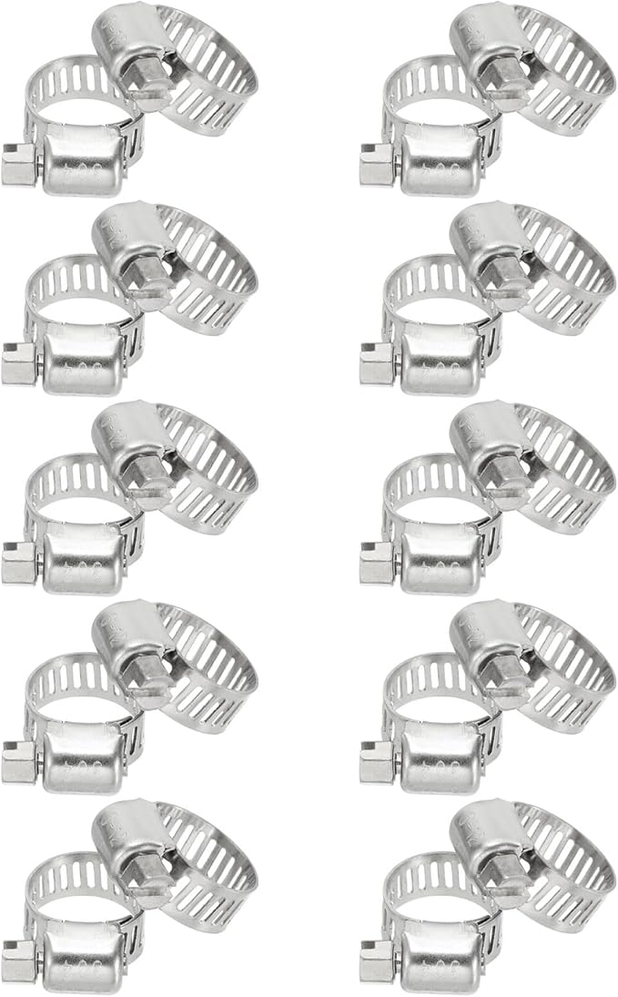 PATIKIL 20 Pcs Adjustable Hose Clamps,1/4"-1/2" (6mm-12mm) 304 Stainless Steel Worm Gear Drive Duct Pipe Clamp for Plumbing Automotive Mechanical Hose Connections, Silver