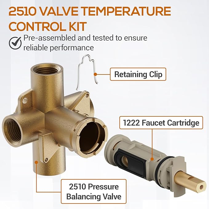 2510 Pressure Balancing Tub and Shower Valve, Compatible with Moen Posi-Temp Trim Kit,1/2-Inch IPS Connections, Four Port,Brass material