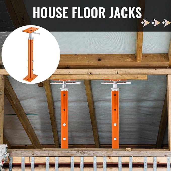 2 Pcs Adjustable Jack Post, 19"-36" Height Range, Basement Floor House Screw Jacks for Lifting Joist Beam Brace for Cellar Ceiling, Center Point Load Capacity 11023 Lbs (Orange)