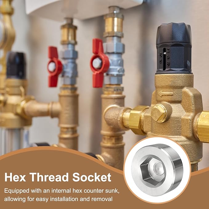 Pipe Plug Stainless Steel Internal Hex Thread Socket Pipe Plug Fitting - Fitting for (Sealing Port - Air Tanks - Water Outlets) 1-1/2 Inch NPT Male