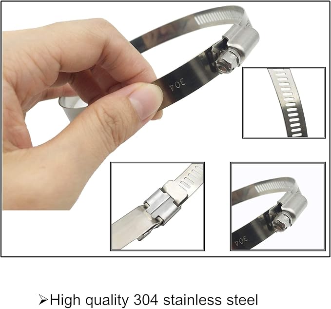 4Pcs 3" Adjustable 304 Stainless Steel Duct Clamps Hose Clamp Pipe Clamp Air Ducting Clamp worm drive hose clamps （65mm-89mm）