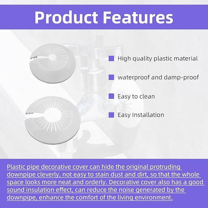 16Pcs Plumbing Cover Plates, Plastic Escutcheon Plate Flange Pipe Covers, Water Drain Line Cover for Water Tube Wall Decoration (（14-29mm, 14-45mm, 30-55mm, 50-78mm)
