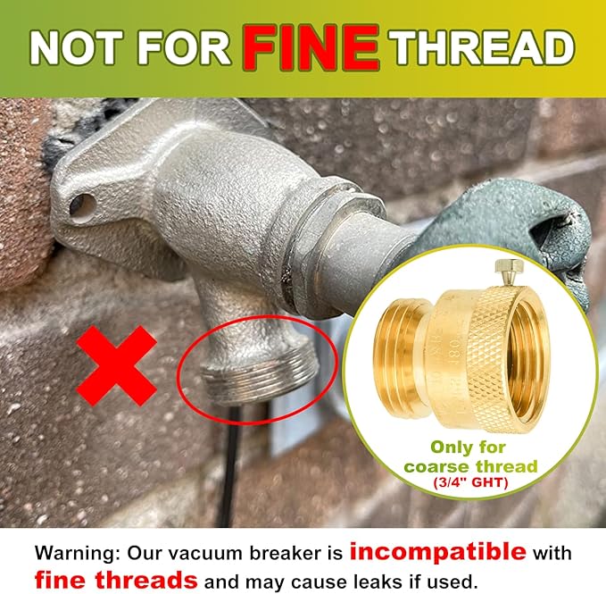 SUNGATOR 2-Pack Hose Bib Backflow Preventer, 3/4 Inch GHT Vacuum Breakers Outside Faucet, Hose Bib Anti-Siphon Valve for Outdoor Faucet, Brass 3/4'' Garden Hose Bib Anti-Backflow Preventer