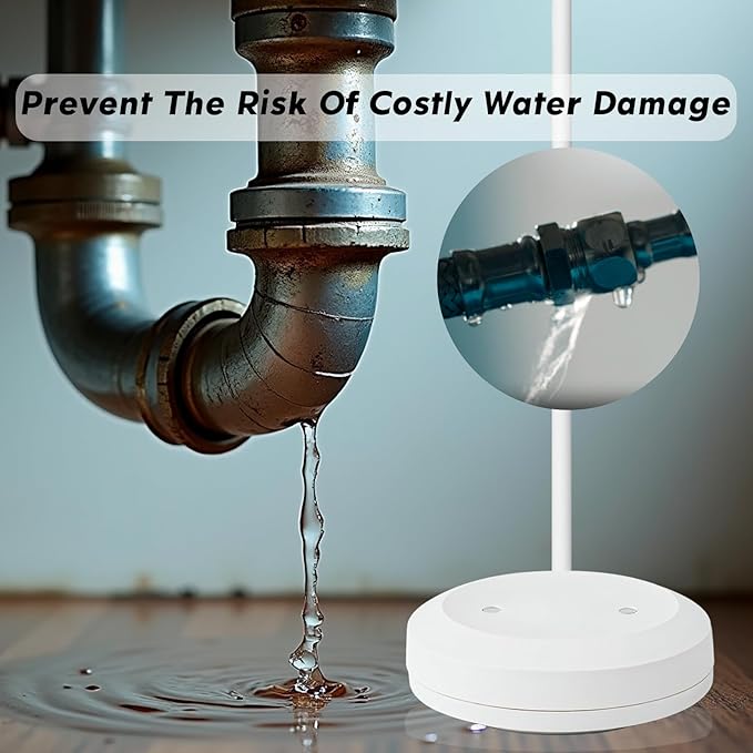 Water Leak Detector for Home, Water Alarm Leak Detector with Automatic Shutoff, Includes Leak Sensor and Water Valve, for 1-1/4-Inch Diameter Pipe, Protect Your Home from Water Damage